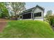 Backyard featuring a green lawn, trees, and partial view of the home's exterior at 5208 Knollwood Rd, Raleigh, NC 27609