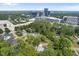 Expansive aerial view showcasing the community with the city skyline in the background at 4123 Rockingham Dr, Raleigh, NC 27609