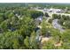 Lush neighborhood with tree-lined streets, showcasing a mix of residential homes surrounded by greenery in a scenic aerial view at 4123 Rockingham Dr, Raleigh, NC 27609