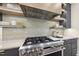Modern kitchen features stainless appliances, a range hood, and floating shelves with under cabinet lighting at 4123 Rockingham Dr, Raleigh, NC 27609