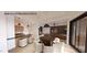 Illustration of an open living area with a kitchen, dining space, and comfortable seating arrangement at 4123 Rockingham Dr, Raleigh, NC 27609