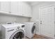 Laundry room features a washer, dryer and upper storage cabinets at 6366 Lineberry Rd, Liberty, NC 27298