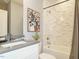 Modern bathroom with marble-look tiles and a relaxing ambiance at 1531 Urban Trace Ln, Raleigh, NC 27608