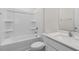 Bright bathroom with a shower-tub combo and a single sink vanity at 791 Washington St, Fuquay Varina, NC 27526