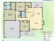 Layout featuring a Primary bedroom, three additional bedrooms, kitchen, dining area, Gathering room, and a two-car garage at 144 Emerson Fields Dr, Pikeville, NC 27863