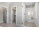 Bathroom featuring a glass shower with white subway tiles and a bench at 210 Colvard Farms Rd, Durham, NC 27713