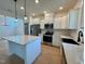 Modern kitchen featuring an island, stainless steel appliances, and bright white cabinets at 168 Grand Griffon Way, Lillington, NC 27546