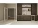 Stylish home bar with dark wood cabinetry, marble backsplash, and a built-in wine refrigerator at 725 Catawba St, Raleigh, NC 27609