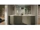 Beautiful bathroom with double sink, vanity, sleek hardware, and a neutral color palette at 725 Catawba St, Raleigh, NC 27609