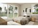 Serene bedroom with large windows, artwork, and a modern design that brings the outdoors in at 725 Catawba St, Raleigh, NC 27609