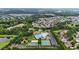 Aerial shot of neighborhood amenities, including a pool, clubhouse, and playground at 4110 Argyle Trl, Burlington, NC 27215