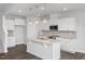 Modern kitchen with white cabinets, granite countertops, and island at 22 Van Winkle St, Lillington, NC 27546