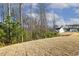 View of the backyard showing the gentle slope and tree line at 82 Gander Dr, Benson, NC 27504
