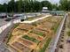 Landscaped community gardens with plots and picnic shelter at 128 Dove Cottage Ln, Cary, NC 27519