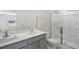 Double vanity bathroom with a large shower stall at 160 Perseus St, Angier, NC 27501