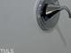 Close-up view of a modern chrome shower faucet at 99 Mapledale Ct, Benson, NC 27504