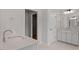 Bathroom with granite countertops, tile flooring, and bright lighting at 134 Black Walnut Dr # 205, Garner, NC 27529