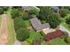 Aerial view showing home's size and private backyard at 7220 Dime Dr, Raleigh, NC 27606