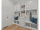 Well-organized mudroom with custom built-in storage and a convenient bench at 2812 Theresa Eileen Way, Raleigh, NC 27603