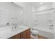 Modern bathroom with vanity, bathtub, and shower at 448 Billingshurst Way, Knightdale, NC 27545