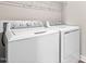 A dedicated laundry room with modern white washer and dryer units for convenient laundry care at 8869 Tartan Clan Dr, Willow Springs, NC 27592