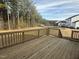 Relaxing back deck with wood floors and railing with views of the yard and surrounding trees at 135 Ironwood Blvd # 49, Youngsville, NC 27596