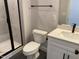 Bathroom with a walk-in shower and modern vanity at 367 W Amber Oak Dr # 53, Selma, NC 27576