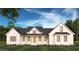 Front exterior elevation showing a modern farmhouse with black windows, white siding, and gabled roof at 1275 Cameron Hill Rd, Cameron, NC 28326
