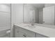 Modern bathroom featuring a white vanity with a quartz countertop and stainless steel faucet at 119 Augusta Pond Way # 147, Raleigh, NC 27603