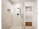 Clean bathroom with a large walk-in shower and glass enclosure at 4416 Arrowhead Trl, Hillsborough, NC 27278