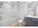 Bathroom with tub, shower, toilet, and vanity at 75 E Star Foal Ln, Wendell, NC 27591