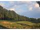Rolling green golf course hills surrounded by a forest of lush trees underneath a cloudy, blue sky at 649 Riverwood Dr, Clayton, NC 27527