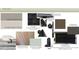 A curated selection of exterior design elements and color palette for new home build at 7208 Tanbark Way, Raleigh, NC 27615
