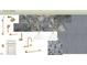Guest bath featuring gold hardware, marble wall, and modern tile floor design at 7208 Tanbark Way, Raleigh, NC 27615