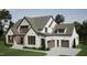 Charming two-story home with stone accents, gray roof, neutral garage doors, and landscaped front yard at 126 Harvest Ln, Pittsboro, NC 27312