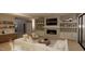 Another view of the stylish living room with fireplace, built-ins, and modern decor at 126 Harvest Ln, Pittsboro, NC 27312