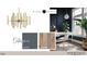 Modern office with accent wall, hardwood floor, desk, chair, overhead lighting, and lush indoor plants at 126 Harvest Ln, Pittsboro, NC 27312