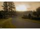 Scenic view of sunrise on a tree-lined community street at 126 Harvest Ln, Pittsboro, NC 27312