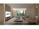 Stylish living room with a large TV, modern furniture, and a minimalist design aesthetic at 5909 Tower Grove Dr, Raleigh, NC 27614