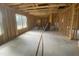 Unfinished living room showcasing exposed framing and a concrete slab, ready for design and personalization at 233 Jenkins St, Erwin, NC 28334