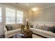 Bright living room featuring two sofas, modern lighting, and neutral paint at 836 Bankston Woods Way, Raleigh, NC 27609