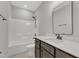 Modern bathroom with a single vanity and shower/tub combo at 119 Water Ave, Wake Forest, NC 27587