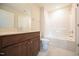 Bathroom featuring a vanity and a bathtub shower combo at 138 Abingdon Farms Dr, Selma, NC 27576