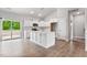 Open concept kitchen with large island, stainless appliances, and sliding door to backyard at 167 Thistle Ct, Sanford, NC 27332