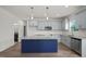 Modern kitchen with granite countertops and blue island at 63 Falls River Ct, Broadway, NC 27505