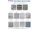 Material selections showcasing stone, siding, flooring, countertops, tile, and cabinet options for a home at 56 Decatur Dr, Fuquay Varina, NC 27526