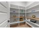 Walk-in pantry with custom shelving to maximize storage space at 30 Spanish Oak Dr, Youngsville, NC 27596