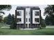 Modern townhome featuring sleek lines, large windows, and a beautifully landscaped front yard at 512 Gordon St # 1102, Durham, NC 27701