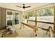 Relaxing screened porch with wood ceiling, ceiling fan, and views of the private backyard at 2613 Silver Gate Ct, Wake Forest, NC 27587