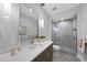 Modern bathroom with a large shower and a single vanity at 7640 Falls Creek Ln, Raleigh, NC 27614